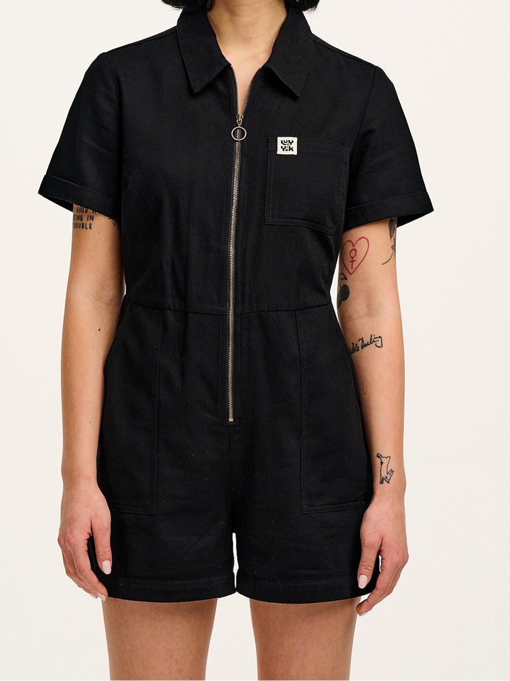 Lucy & Yak Cotton Playsuit in Black